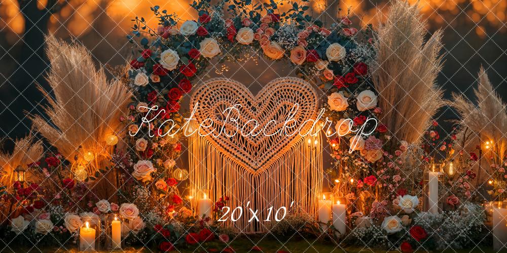 Kate Wedding Flower Bokeh Candles Backdrop Designed by Emetselch