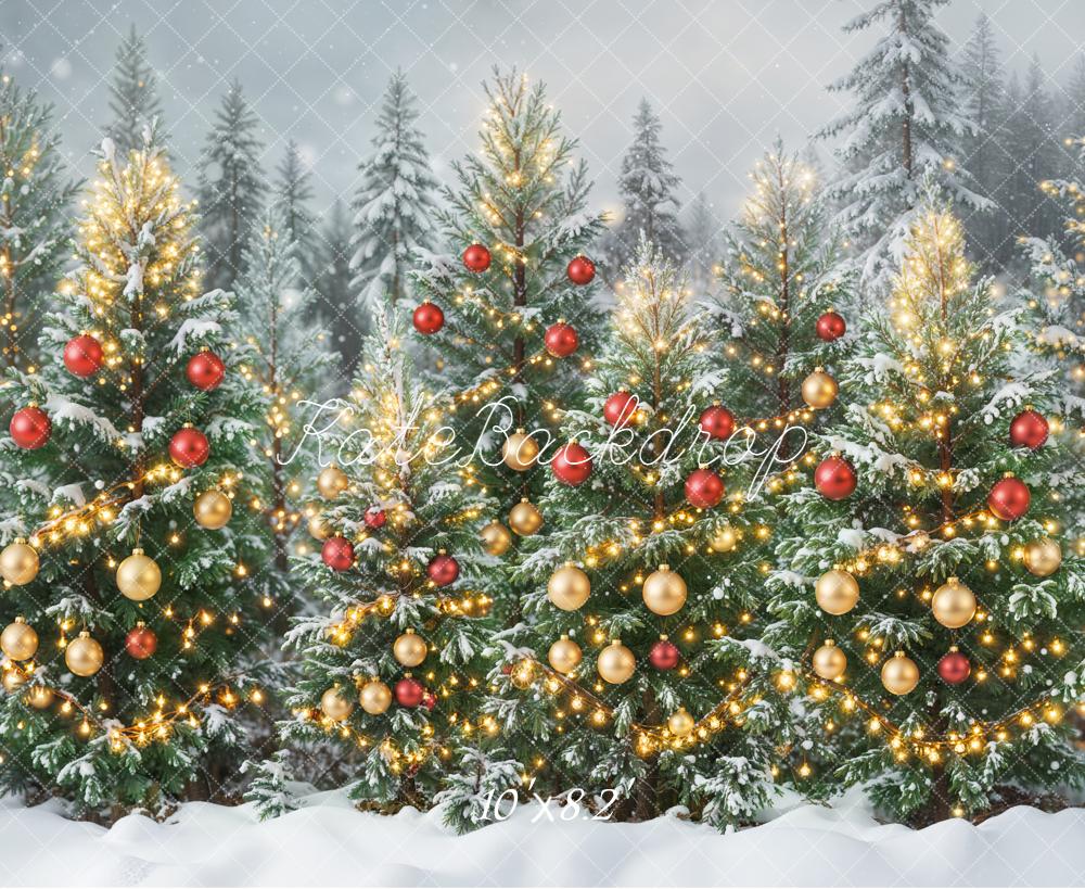 Kate Christmas Snowy Pine Trees Backdrop Designed by Emetselch - Kate Backdrop AU