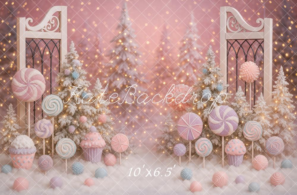 Kate Christmas Candyland Frosted Trees Backdrop Designed by Ashley Paul - Kate Backdrop AU