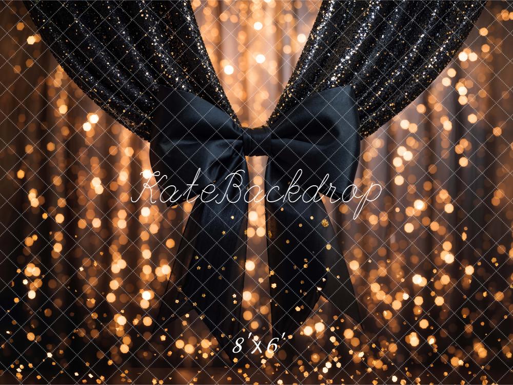 Kate Black Curtain Bow Sparkle Bokeh Backdrop Designed by Chain - Kate Backdrop AU