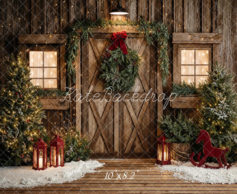 AUSALE Kate Christmas Rustic Barn Door Backdrop Designed by Emetselch