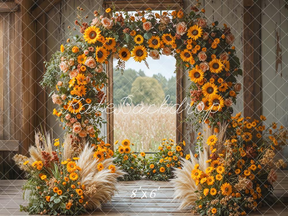 Kate Arch Sunflowers Pampas Grass Backdrop Designed by Mini MakeBelieve