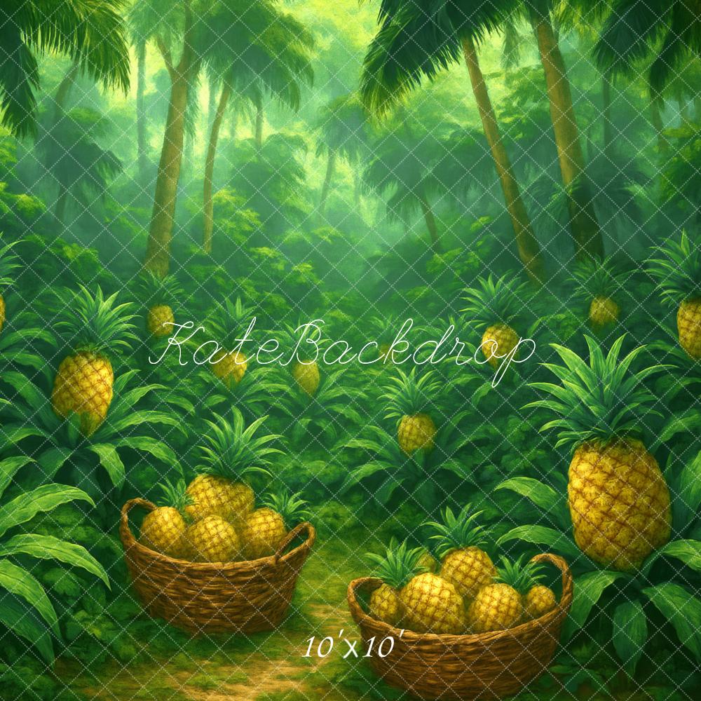 Kate Pineapple Basket Jungle Greenery Backdrop Designed by Megan Leigh - Kate Backdrop AU