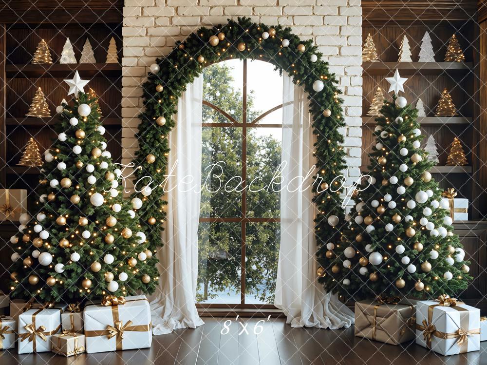 Kate Christmas Tree Arch Window Brick Backdrop Designed by Mini MakeBelieve