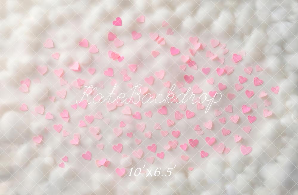 Kate Pink Hearts Soft Clouds Backdrop Designed by Chain - Kate Backdrop AU