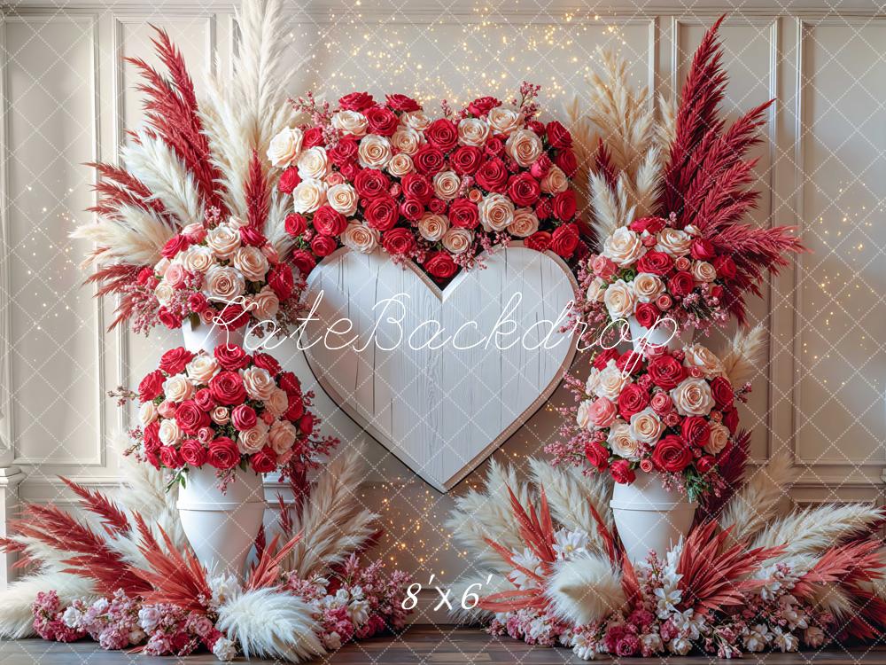 Kate Heart Shape Floral Valentine's Day Backdrop Designed by Mini MakeBelieve