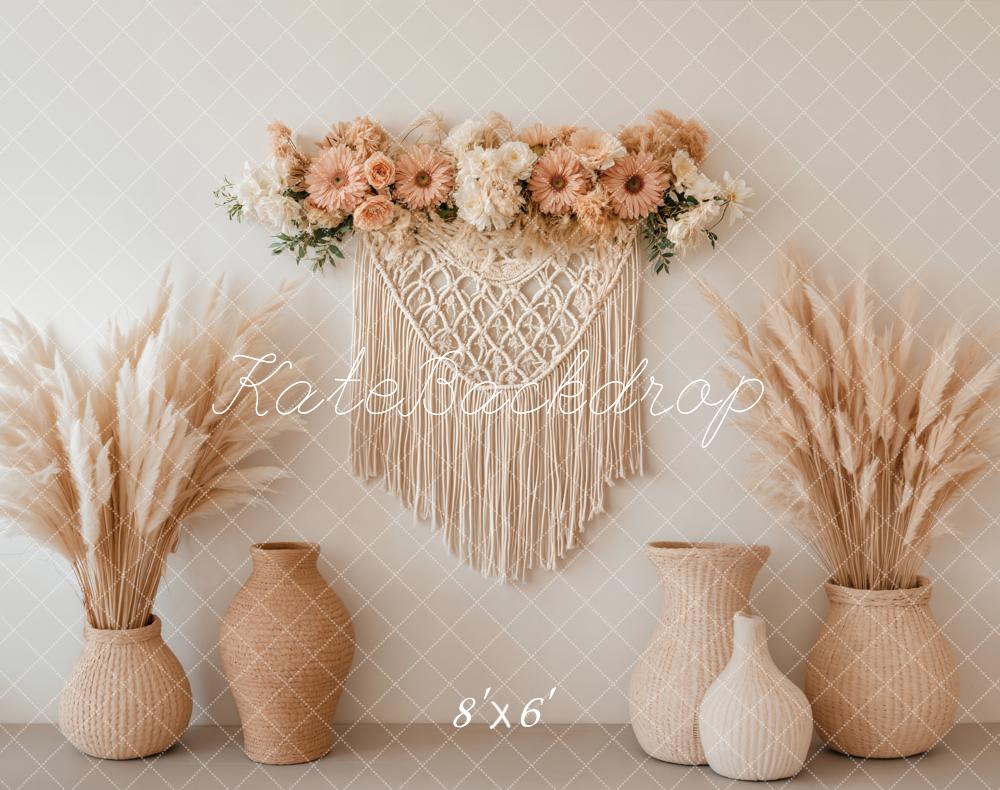 Kate Boho Macrame Arch Pampas Fleece Backdrop Designed by Emetselch - Kate Backdrop AU