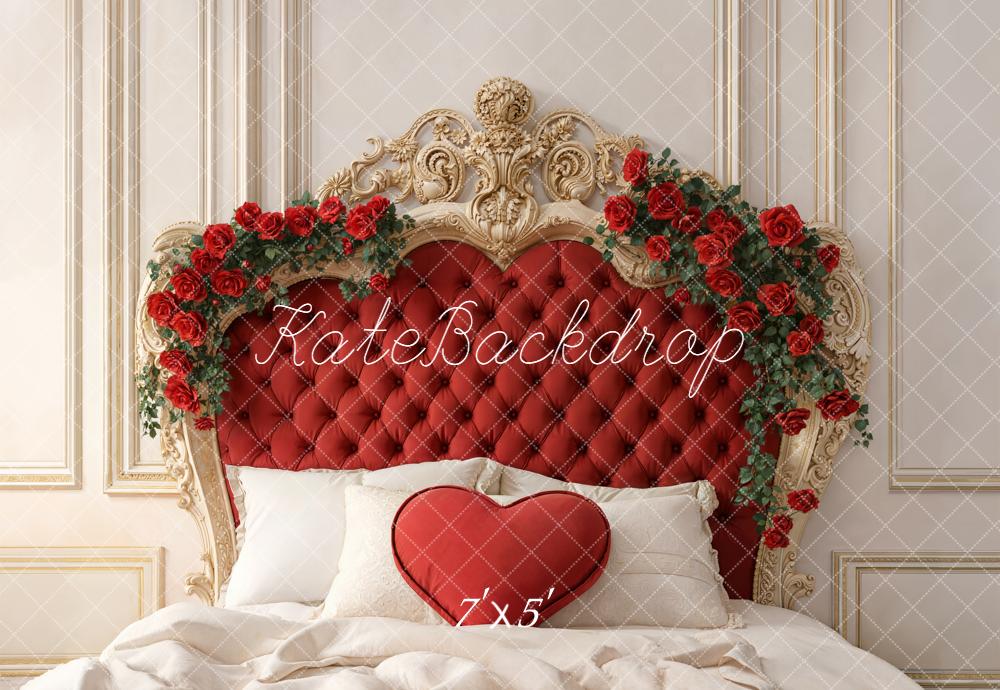 Kate Red Headboard Roses Valentine's Day Backdrop Designed by Emetselch