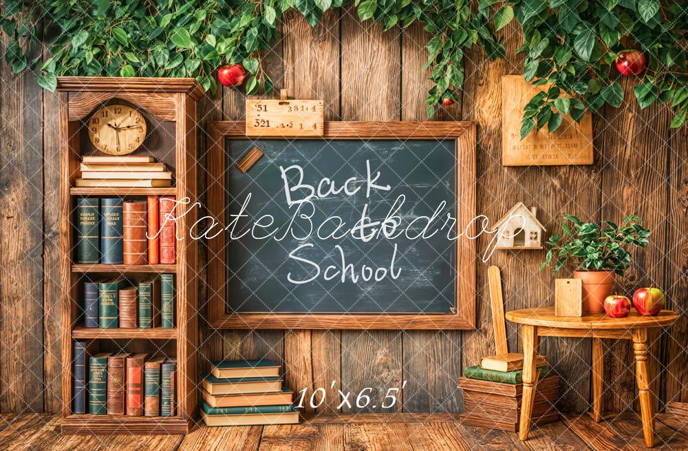 Kate Back to School Blackboard Books Apple Wood Backdrop Designed by Emetselch - Kate Backdrop AU