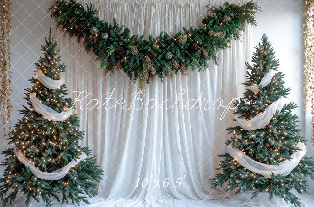Kate Christmas Tree White Drapes Backdrop Designed by Mini MakeBelieve