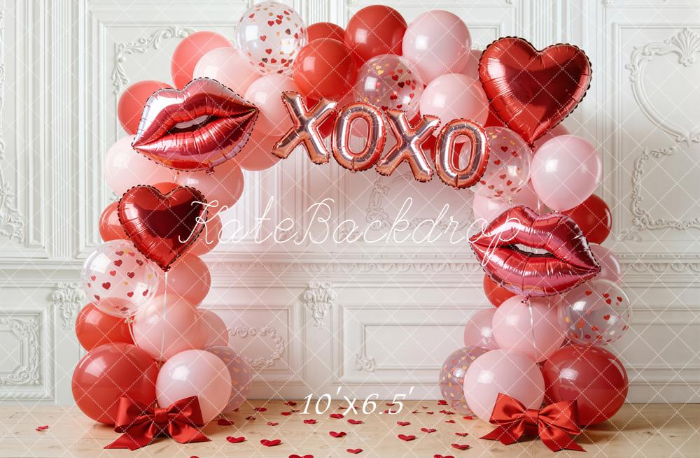 Kate Valentines Balloon Arch Lips Hearts Backdrop Designed by Emetselch