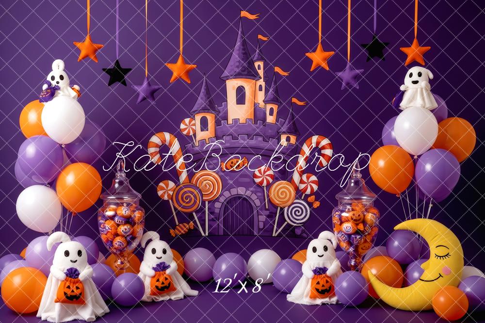 Kate Halloween Castle Ghosts Purple Backdrop Designed by Patty Roberts
