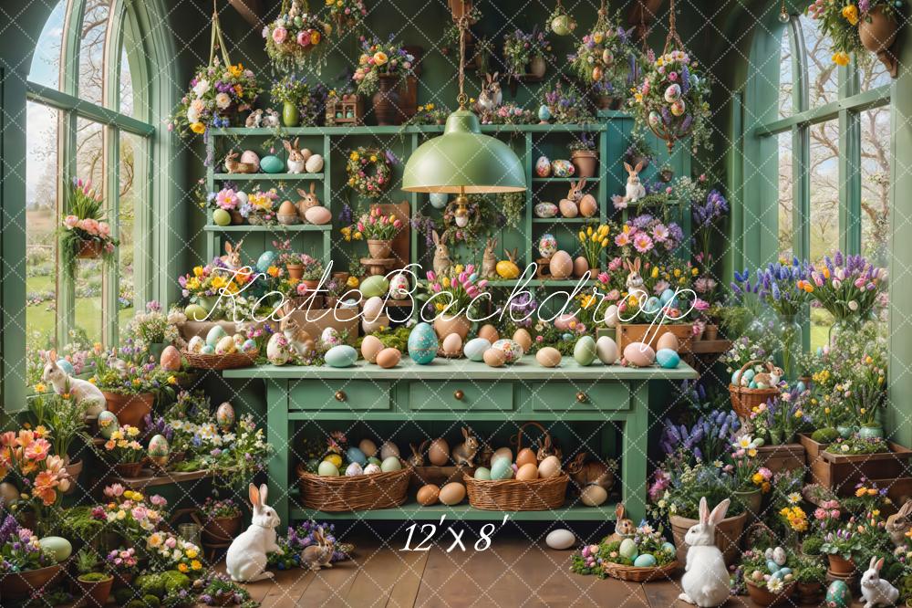 Kate Easter Bunny Eggs Greenhouse Backdrop Designed by Emetselch