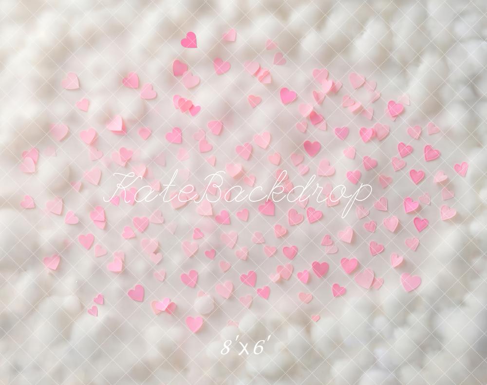 Kate Pink Hearts Cloud Floor Fleece Backdrop Designed by Chain - Kate Backdrop AU