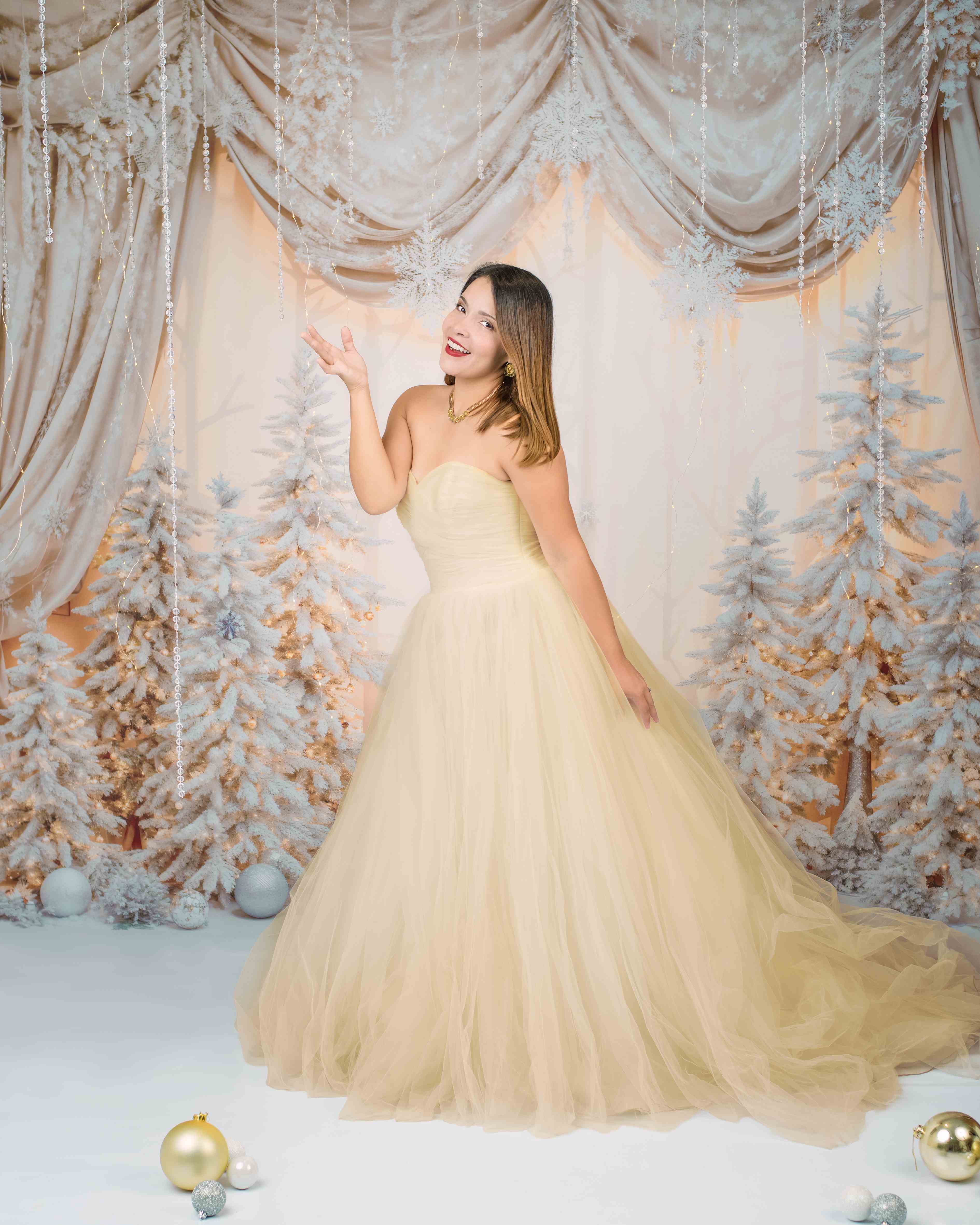 Kate Christmas Golden Wonderland Curtain Backdrop Designed by Emetselch - Kate Backdrop AU