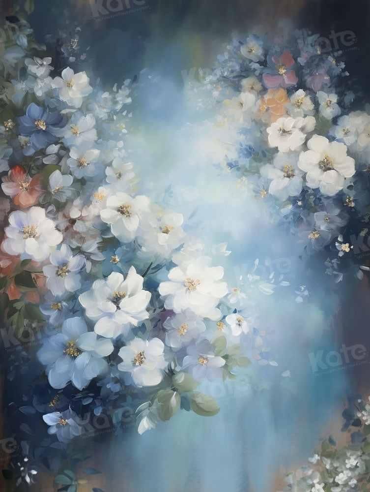 Kate Blue Abstract Flower Portrait Backdrop Fine Art Designed by GQ - Kate Backdrop AU