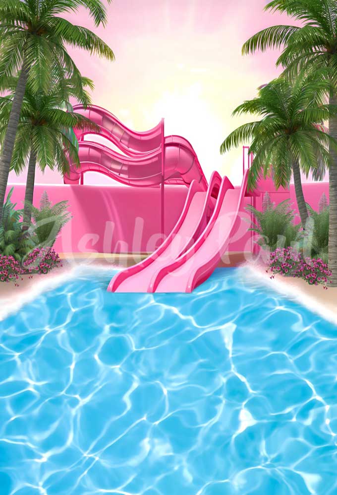 Kate Water Slide Pool Backdrop Designed by Ashley Paul - Kate Backdrop AU