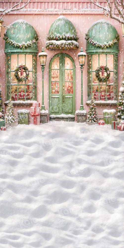 Kate Sweep Thick Snow Christmas Shop Backdrop for Photography - Kate Backdrop AU