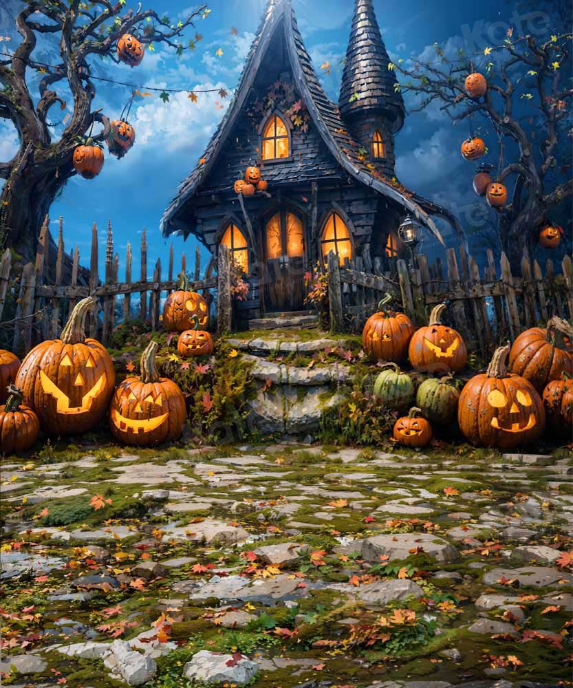 Kate Halloween Pumpkin Backdrop Moss Vibe House for Photography - Kate Backdrop AU
