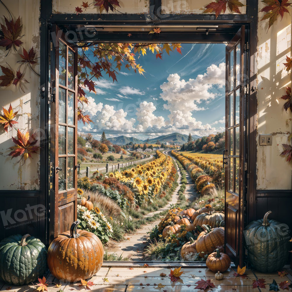 Kate Autumn Blue Sky Farm Sunflower Door Backdrop for Photography - Kate Backdrop AU