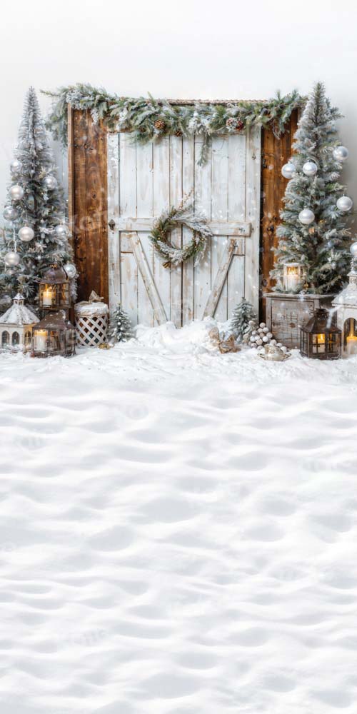 Kate Snowy Christmas Backdrop Barn Door Designed by Emetselch - Kate Backdrop AU