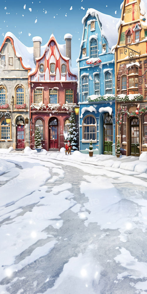 Kate Sweep Christmas Winter Snowy Town Backdrop Designed by Emetselch - Kate Backdrop AU