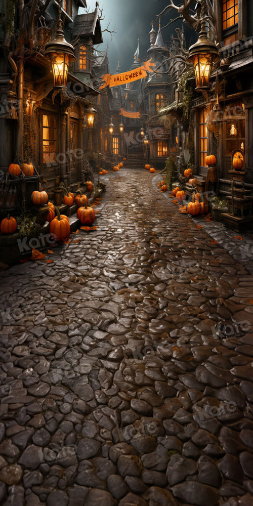 Kate Sweep Pumpkin Halloween Street Backdrop Designed by Emetselch - Kate Backdrop AU