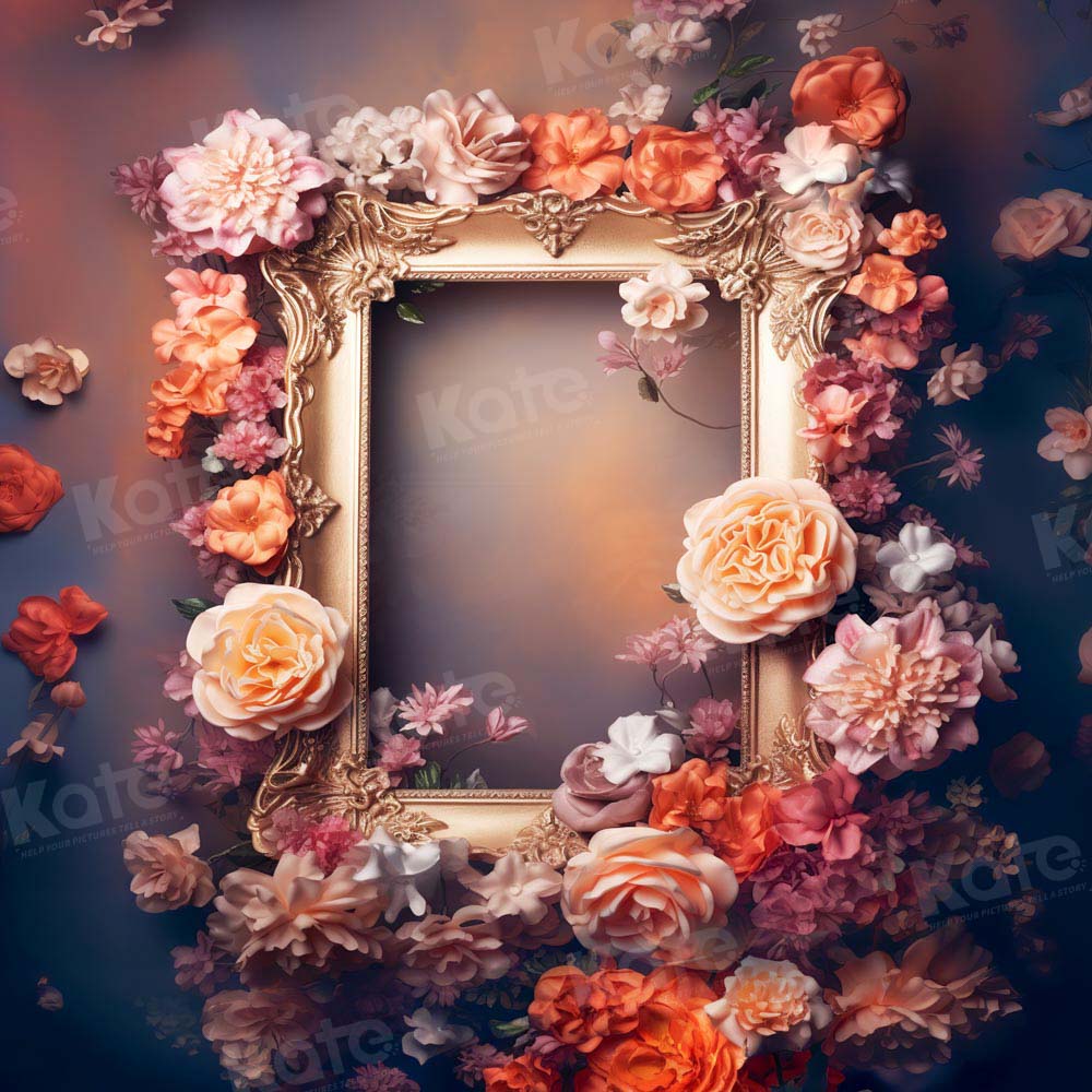 Kate Fine Art Red Floral Photo Frame Backdrop Designed by Emetselch - Kate Backdrop AU