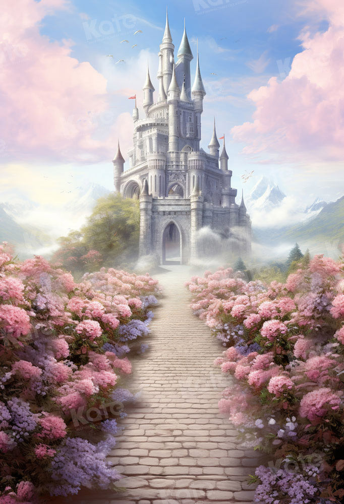 Kate Fantasy Pink Flower Castle Backdrop Designed by GQ - Kate Backdrop AU
