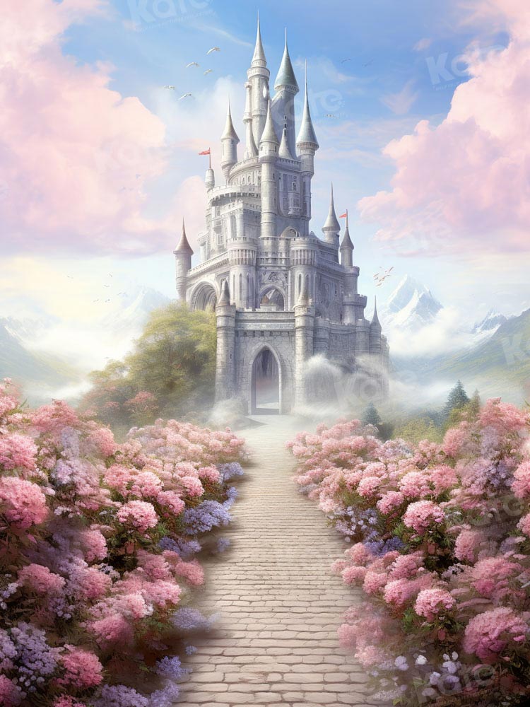 Kate Fantasy Pink Flower Castle Backdrop Designed by GQ - Kate Backdrop AU