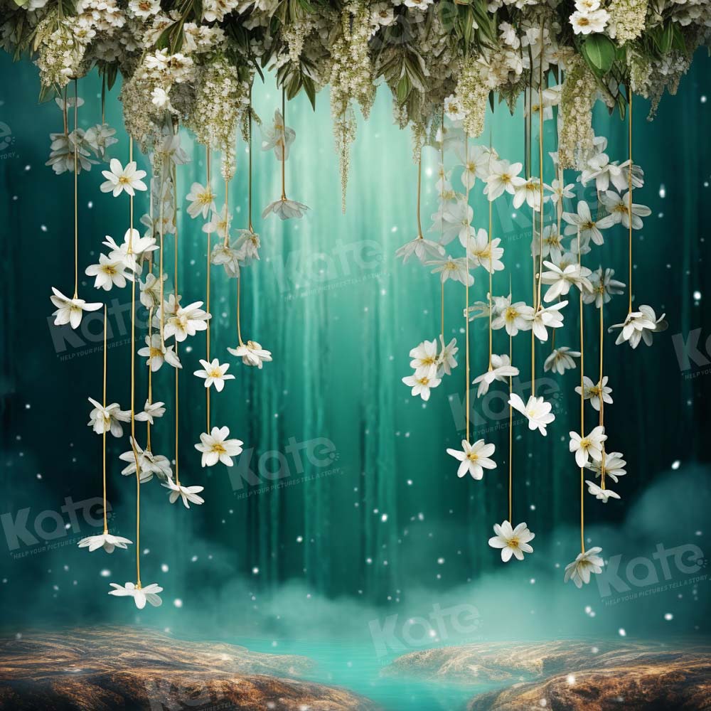 Kate Spring Green Water Mist Flowers Backdrop Designed by GQ - Kate Backdrop AU