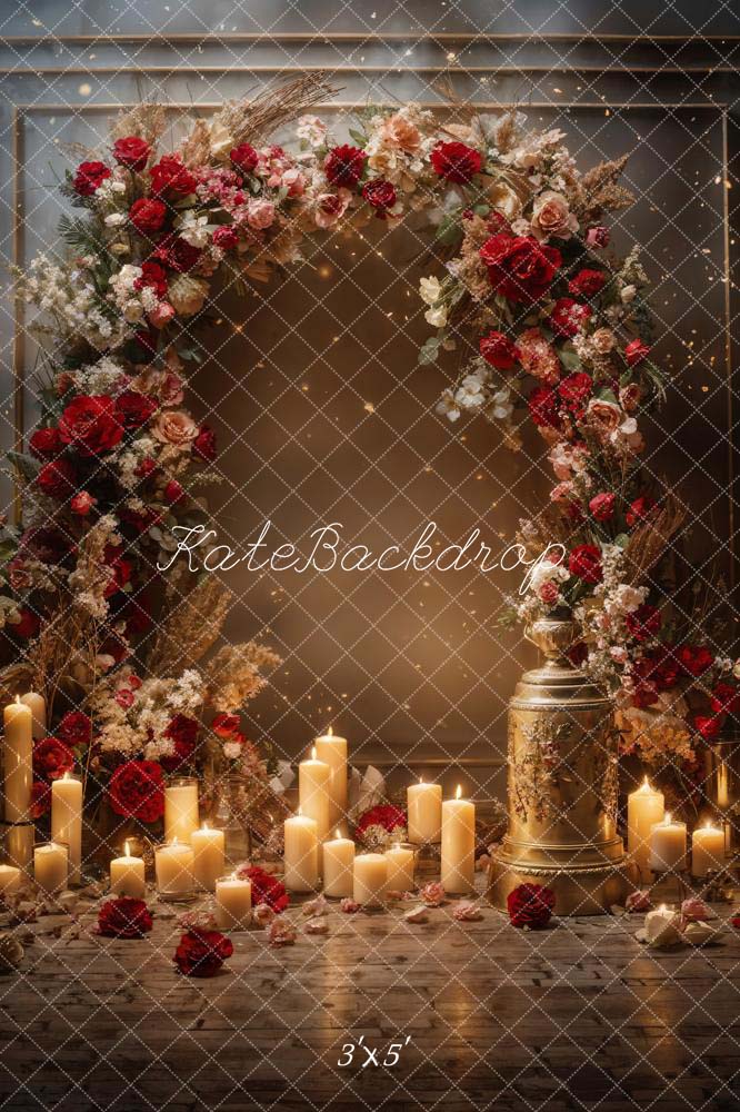 Kate Valentine's Day Flowers Candle Wall Backdrop Designed by Chain Photography - Kate Backdrop AU
