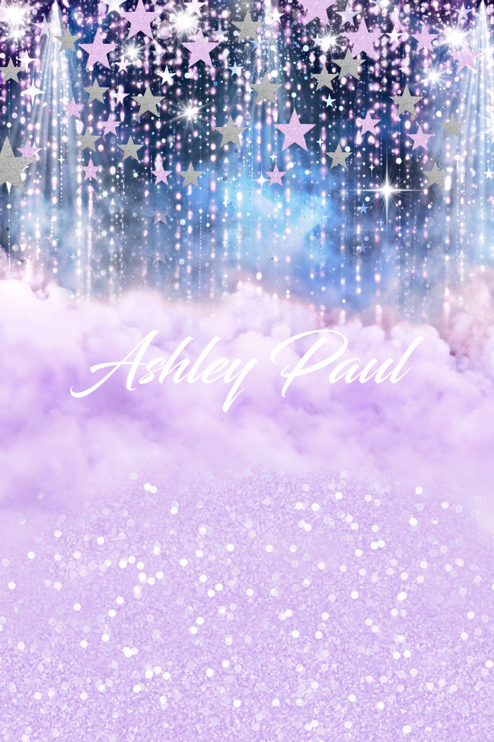Kate Bokeh Purple Smoke Stars Girl Backdrop for Photography Designed by Ashley Paul - Kate Backdrop AU