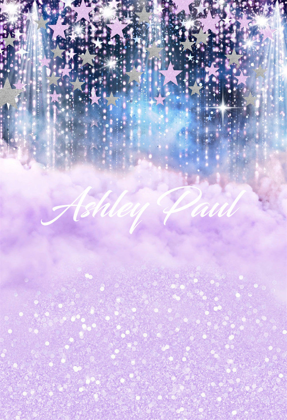 Kate Bokeh Purple Smoke Stars Girl Backdrop for Photography Designed by Ashley Paul - Kate Backdrop AU