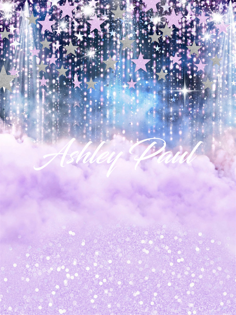 Kate Bokeh Purple Smoke Stars Girl Backdrop for Photography Designed by Ashley Paul - Kate Backdrop AU