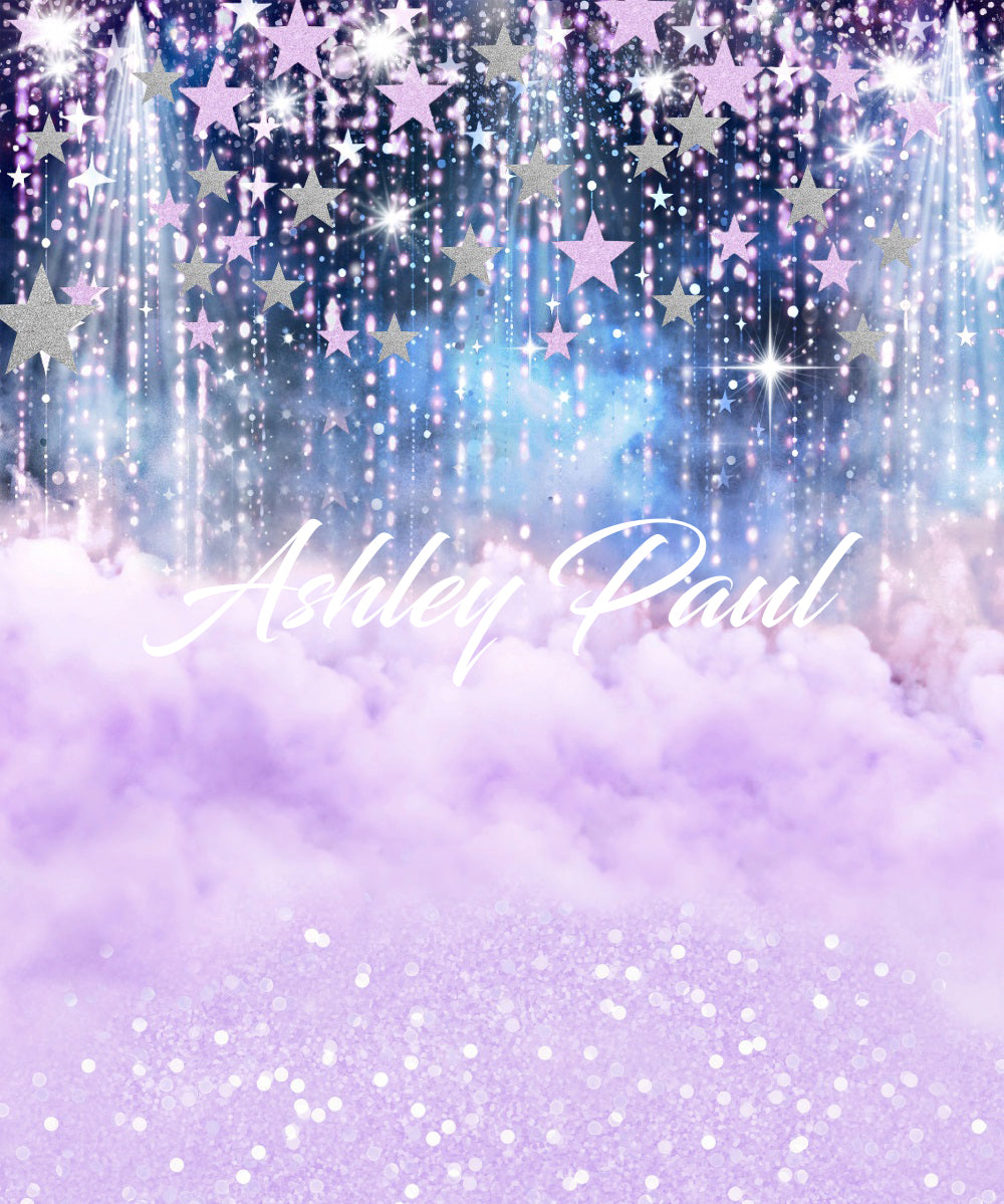 Kate Bokeh Purple Smoke Stars Girl Backdrop for Photography Designed by Ashley Paul - Kate Backdrop AU
