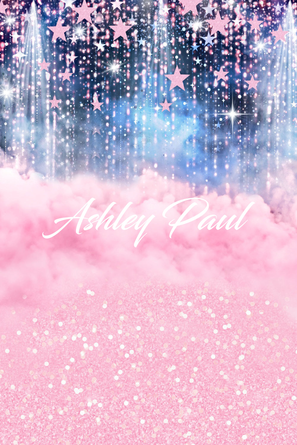 Kate Bokeh Pink Smoke Stars Girl Backdrop for Photography Designed by Ashley Paul - Kate Backdrop AU