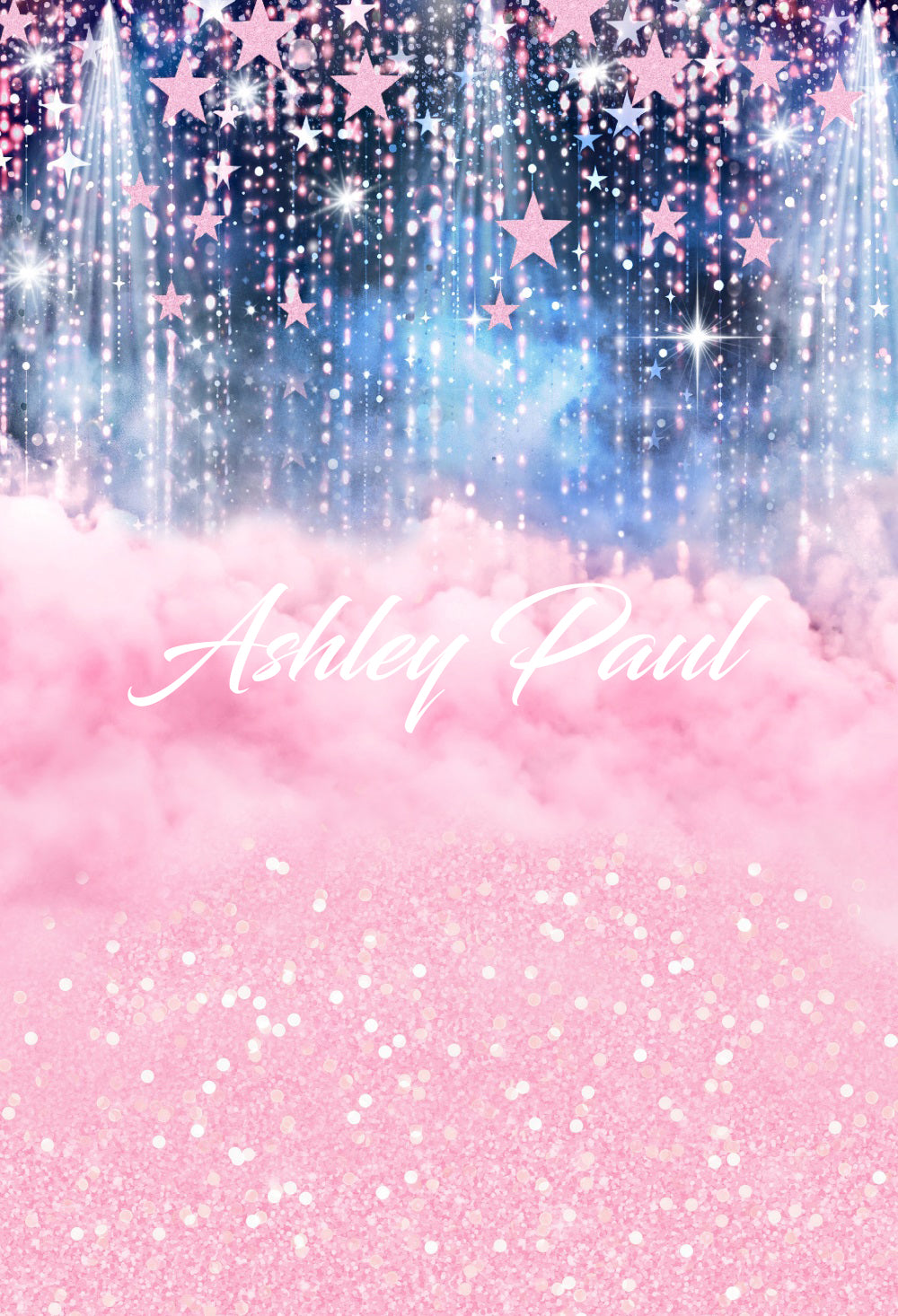 Kate Bokeh Pink Smoke Stars Girl Backdrop for Photography Designed by Ashley Paul - Kate Backdrop AU