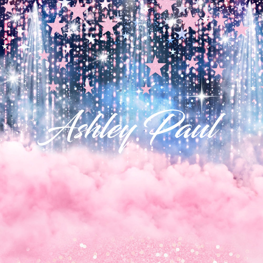 Kate Bokeh Pink Smoke Stars Girl Backdrop for Photography Designed by Ashley Paul - Kate Backdrop AU