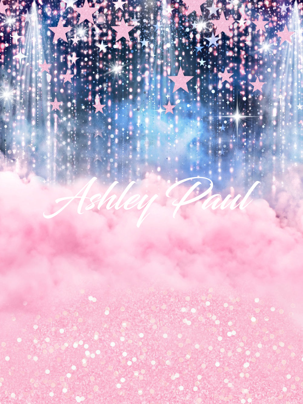Kate Bokeh Pink Smoke Stars Girl Backdrop for Photography Designed by Ashley Paul - Kate Backdrop AU