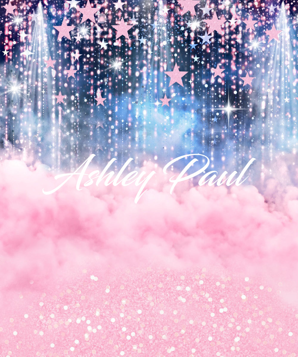 Kate Bokeh Pink Smoke Stars Girl Backdrop for Photography Designed by Ashley Paul - Kate Backdrop AU