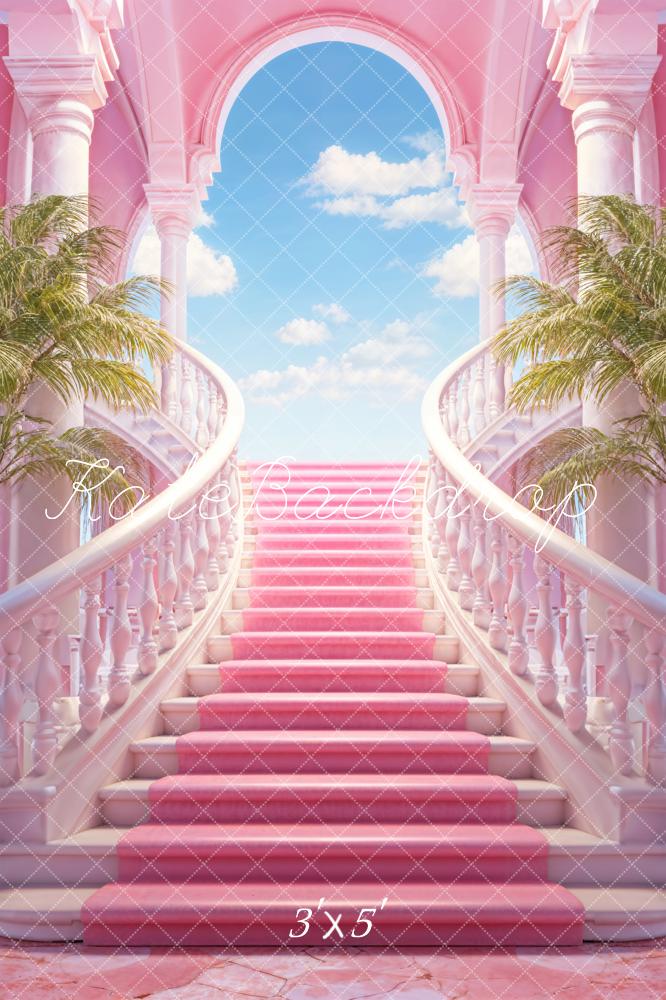 Kate Pink Grand Staircase Blue Sky Door Backdrop Designed by Chain Photography - Kate Backdrop AU