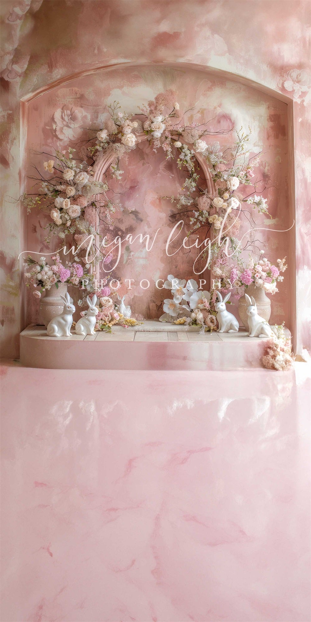 Kate Sweep Pink Bunny Arch Backdrop Designed by Megan Leigh - Kate Backdrop AU