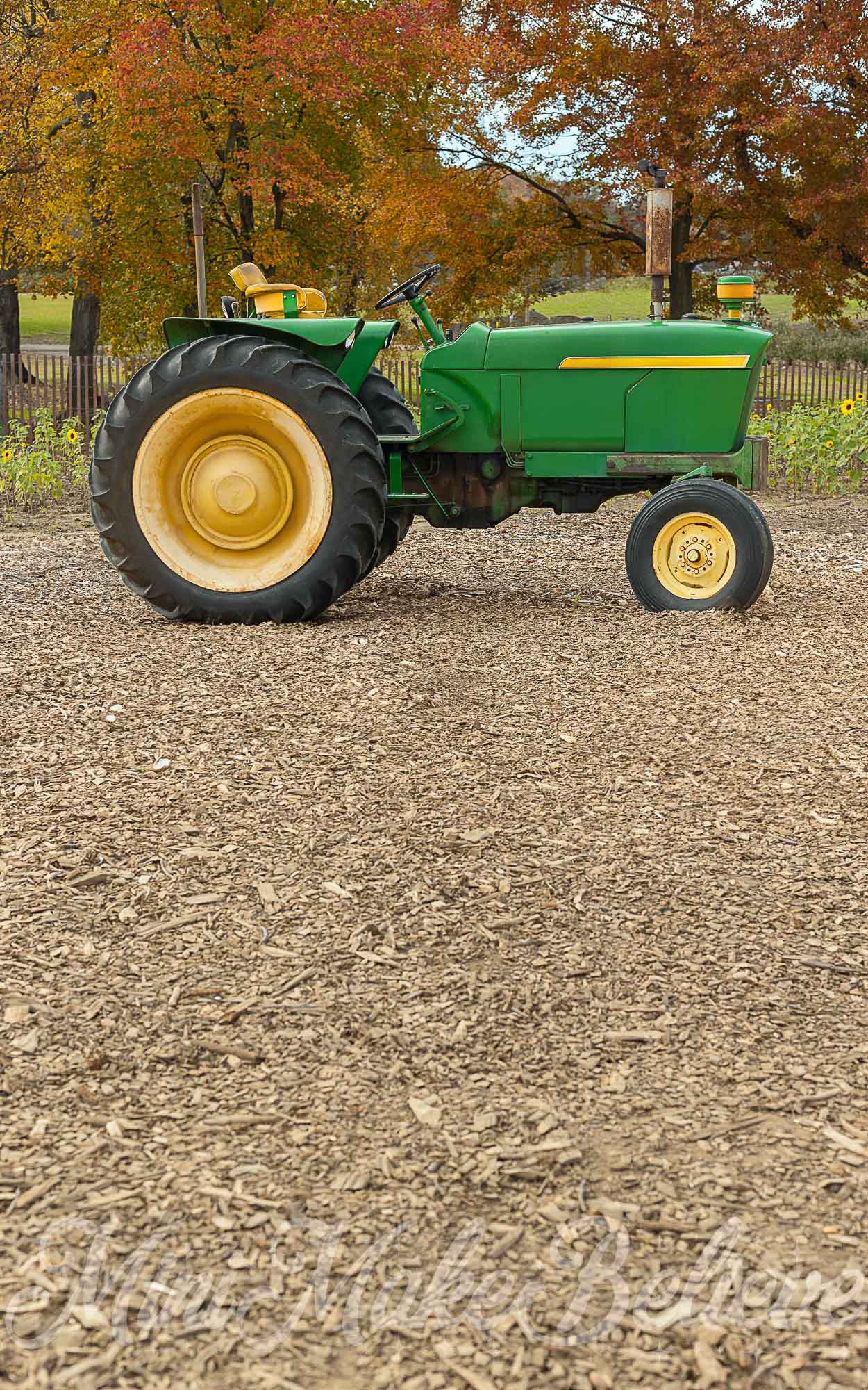 Kate Sweep Autumn Green Tractor Backdrop for Photography Designed by Mini Makebelieve