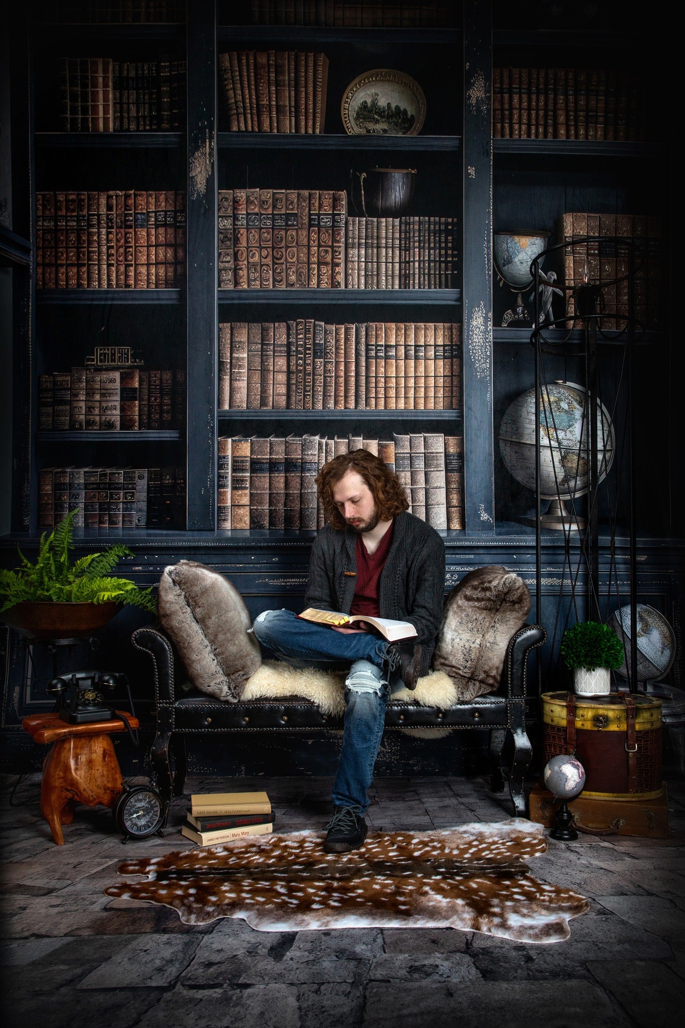 Kate Sweep Black Bookcase Backdrop Designed by Megan Leigh - Kate Backdrop AU