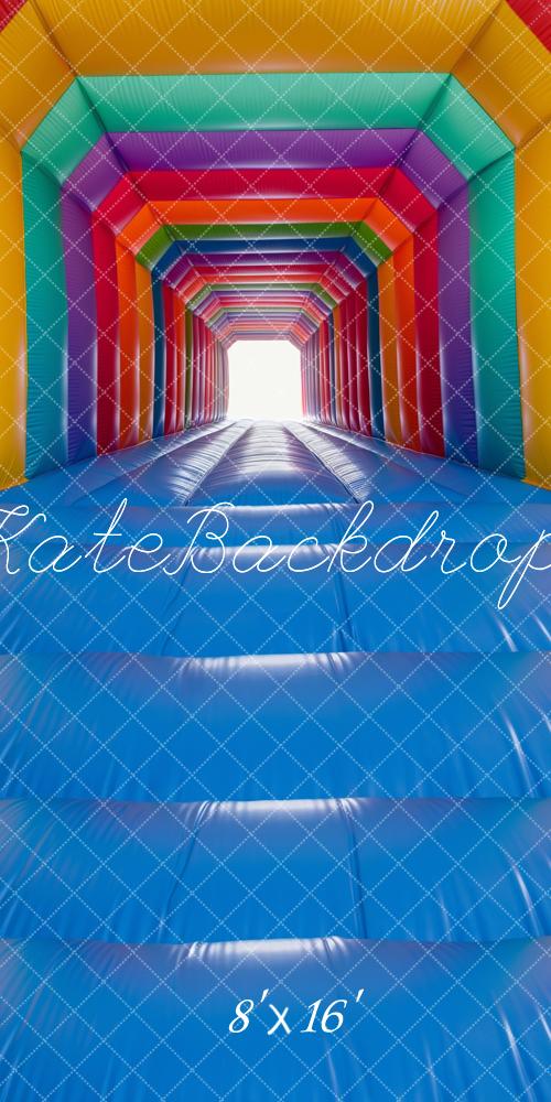 Kate Sweep Bouncy Castle Rainbow Bright Backdrop Designed by Kerry Anderson - Kate Backdrop AU