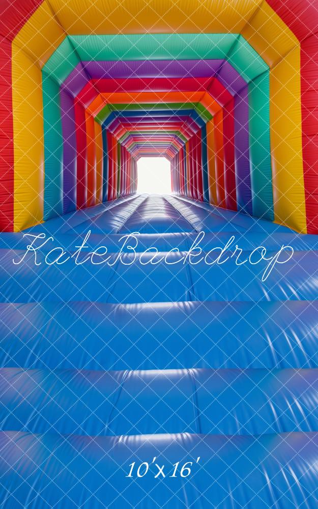 Kate Sweep Bouncy Castle Rainbow Bright Backdrop Designed by Kerry Anderson - Kate Backdrop AU