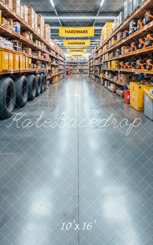 Kate Sweep Hardware Store Warehouse Shelves Backdrop Designed by Emetselch - Kate Backdrop AU