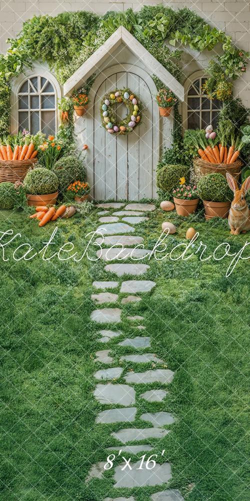 Kate Sweep Easter Backdrop House Bunny Garden Carrots Designed by Emetselch - Kate Backdrop AU