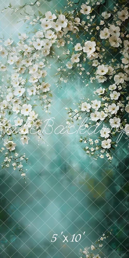 Kate Sweep Fine Art Floral Green Blossom Backdrop Designed by Emetselch - Kate Backdrop AU